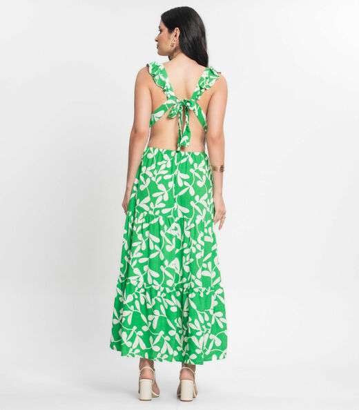Vestido Feminino Longo Estampado Select Verde