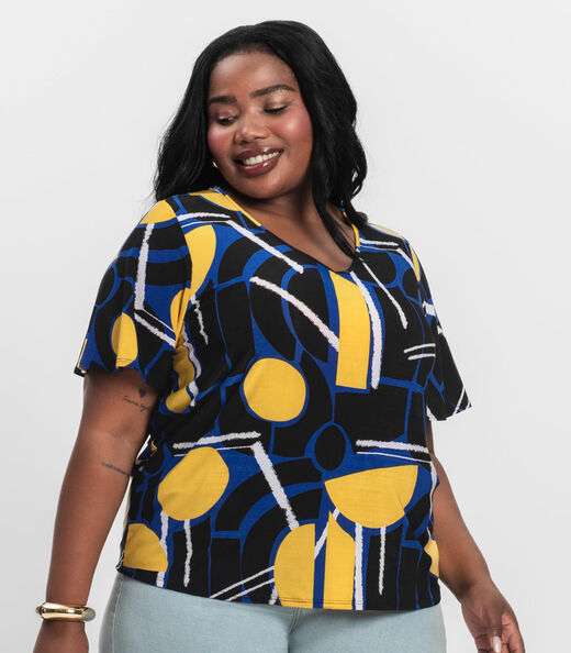 Blusa Feminina Plus Size Infinita Cor Azul