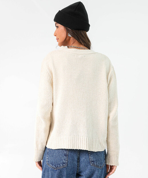 Cardigan Feminino Chenille Amarração Marisa Off White