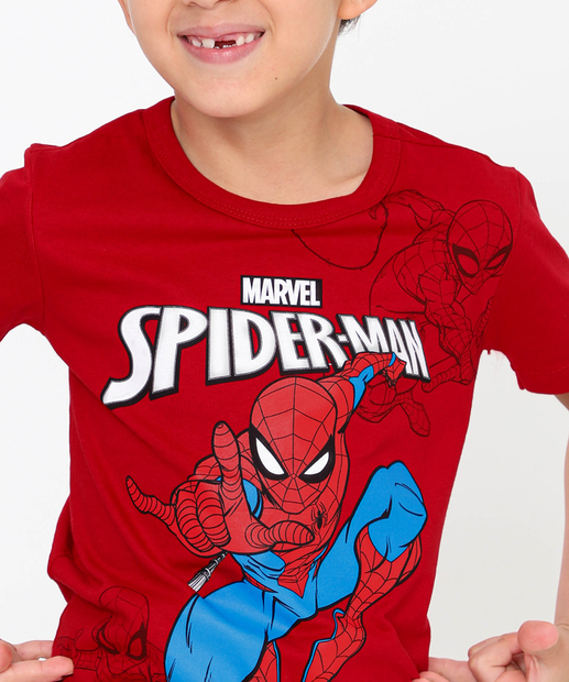 Camiseta Infantil Homem Aranha Marvel Tam 4 a 10 Vermelho