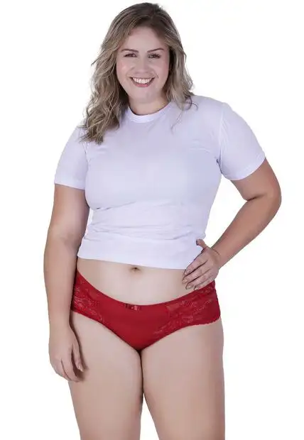 Calcinha Amor Plus Size Microfibra Concept Lingerie Vermelho