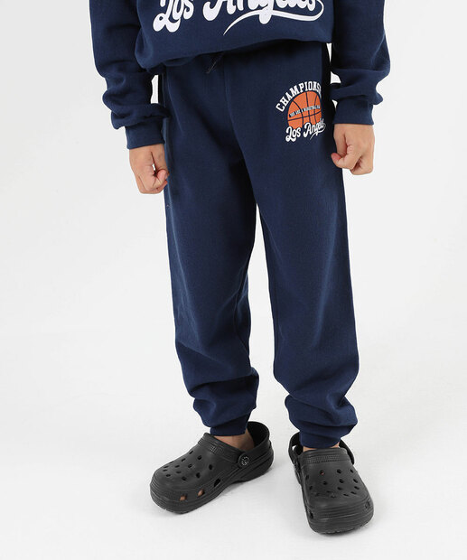 Calça Infantil Jogger Moletom Esporte Marisa Tam 4 a 10 Azul