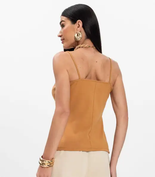 Blusa de Alça Infinita Cor Chocolate