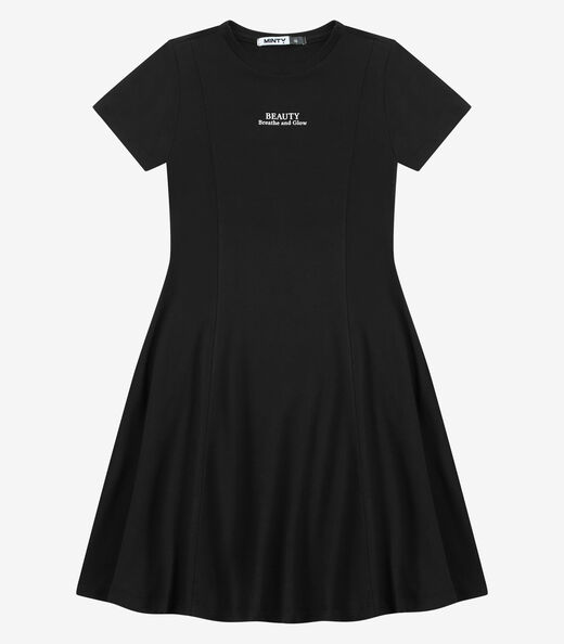 Vestido Feminino Molecotton De Viscose Evasê Minty Preto