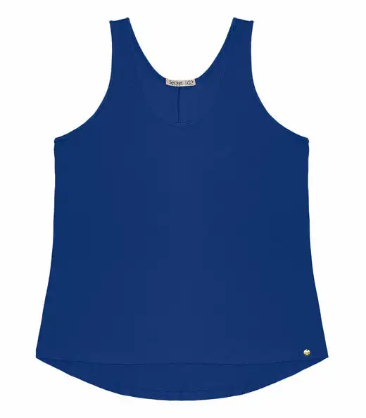 Regata Feminina Plus Size Secret Glam Azul