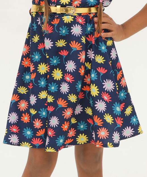 Vestido Infantil Estampa Flores Babado Marisa Tam 4 a 10
