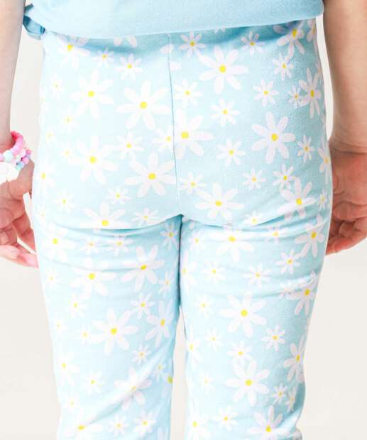 Calça Infantil Legging Flores Marisa Tam 4 a 10 Azul