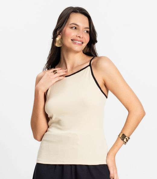 Regata Feminina em Ribana de Viscose Rovitex Bege