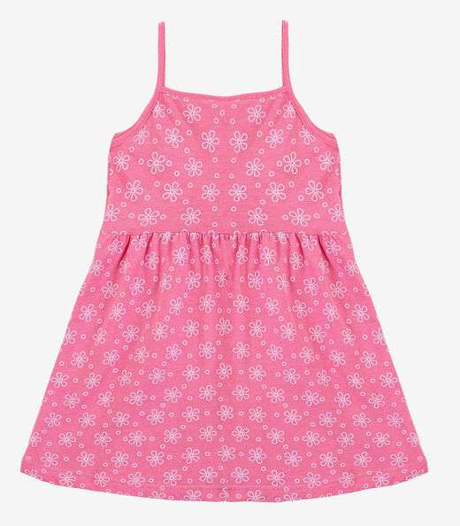 Vestido Infantil Estampado de Alcinha Biju Kids Rosa
