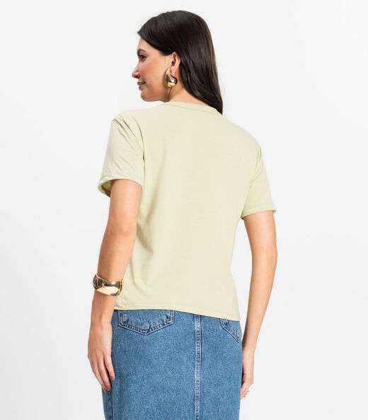 Camiseta Manga Curta Feminina Meia Malha Rovitex Verde