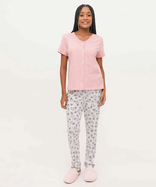 Pijama Feminino Estampado Manga Curta Marisa