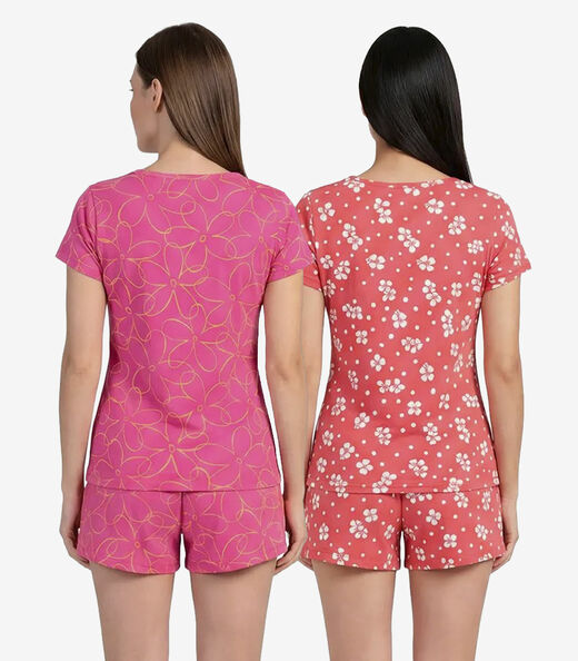 Kit 2 Pijamas Femininos Short E Blusa Infinita Cor Sortidos