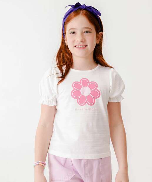 Blusa Infantil Estampa Flor Marisa Tam 4 a 10