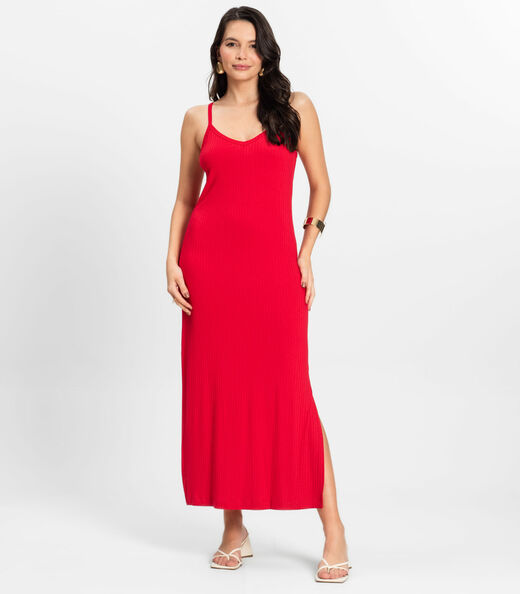 Image_Vestido Midi em Ribana Canelada Rovitex Vermelho