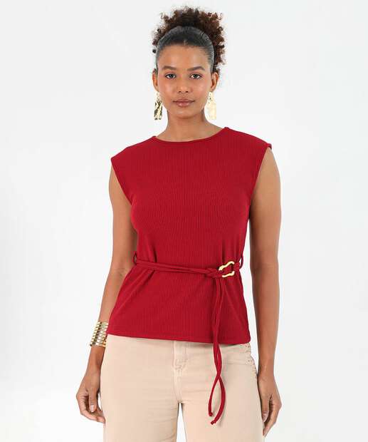 Image_Blusa Feminina Textura Amarração Sem Manga Marisa Vinho