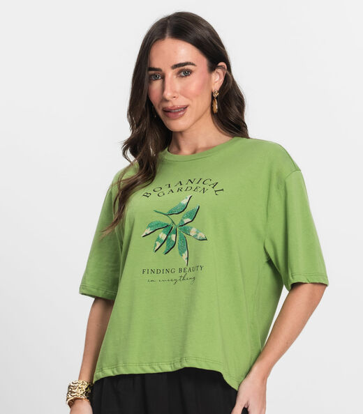 Camiseta Feminino Manga Curta Meia Malha Endless Verde