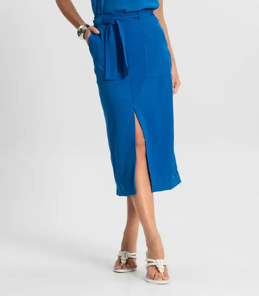 Saia Feminina Midi Endless Azul