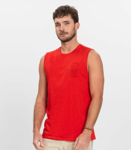 Regata Masculina Meia Malha Diametro Laranja