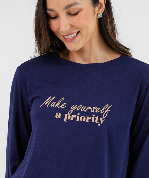 Pijama Feminino Manga Longa Estampado Animal Print Marisa