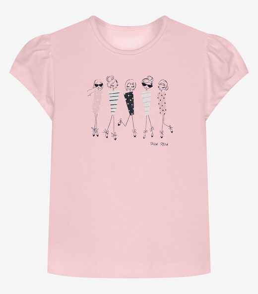 Conjunto Infantil Blusa Com Shorts Trick Nick Rosa