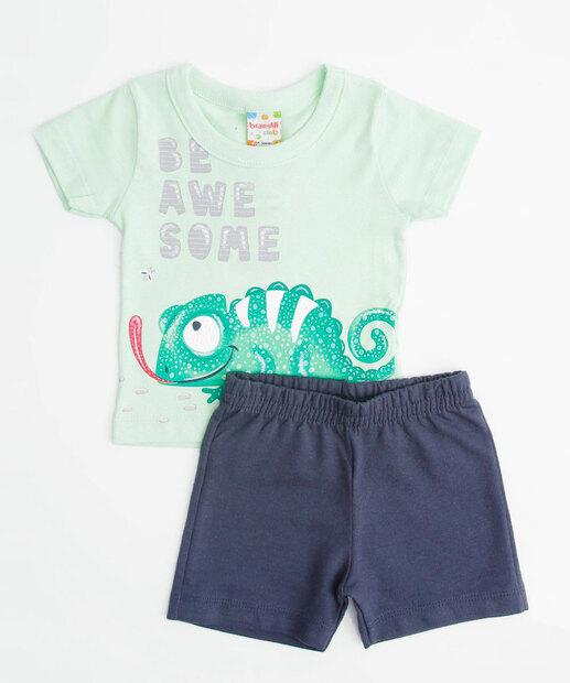 Conjunto Infantil Estampa Camaleão Brandili Tam 3 a 12 Meses 