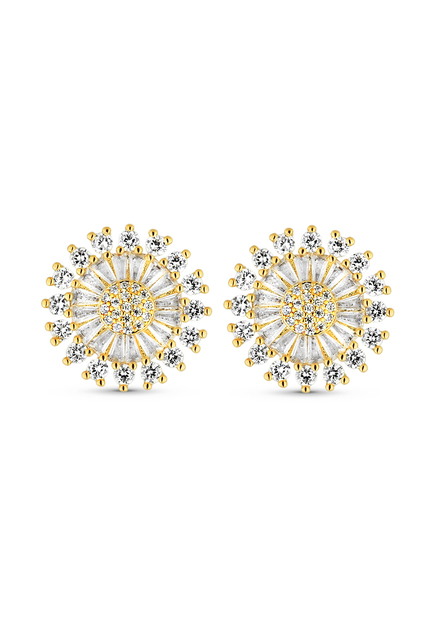Image_Brinco Semijoia Redondo Cravejado Com Zircônias Cristal Banho Em Ouro 18 k