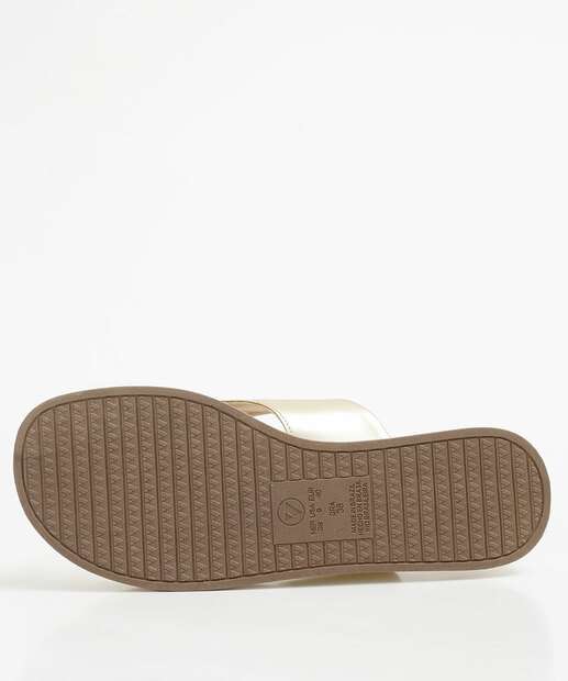 Tamanco Feminino Tiras Flatform Metalizado Via Uno
