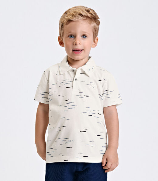 Conjunto Verão Menino Polo Com Bermuda Trick Nick Bege
