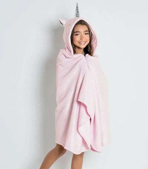 Image_Manta Infantil Com Touca Lar E Lazer Rosa