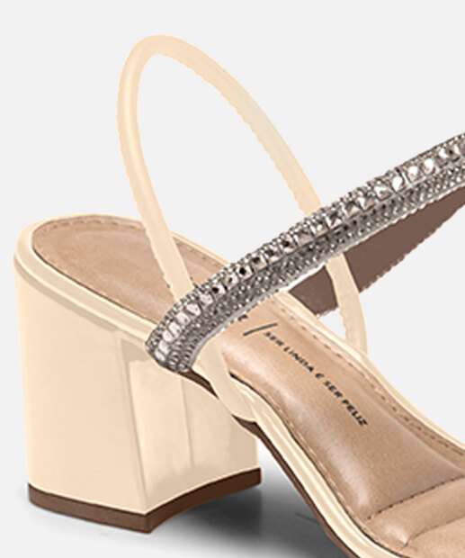 Sandália Salto Grosso Feminina Pedraria Dakota