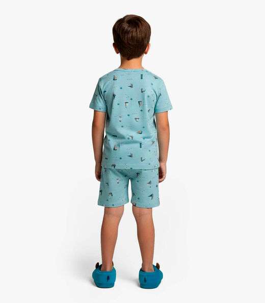 Pijama Infantil Camiseta e Bermuda Select Azul