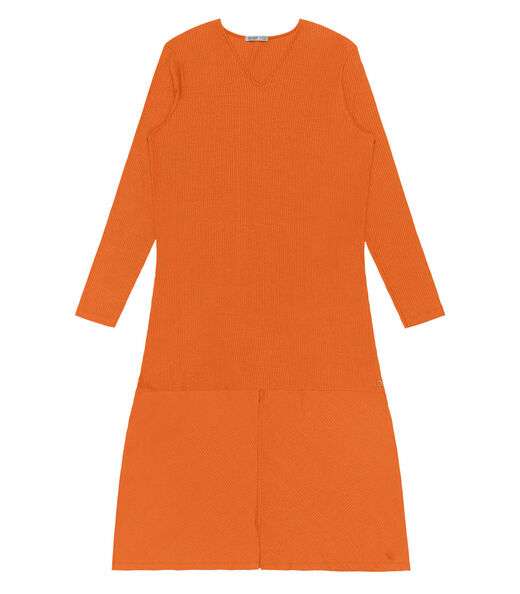 Vestido Midi Plus Size Manga Longa Secret Glam Laranja