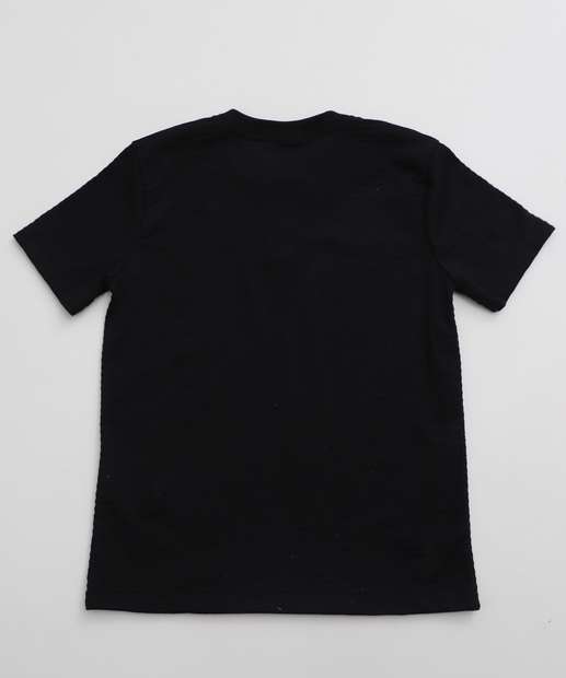 Conjunto Infantil Botões Manga Curta MR Tam 4 a 10 Preto