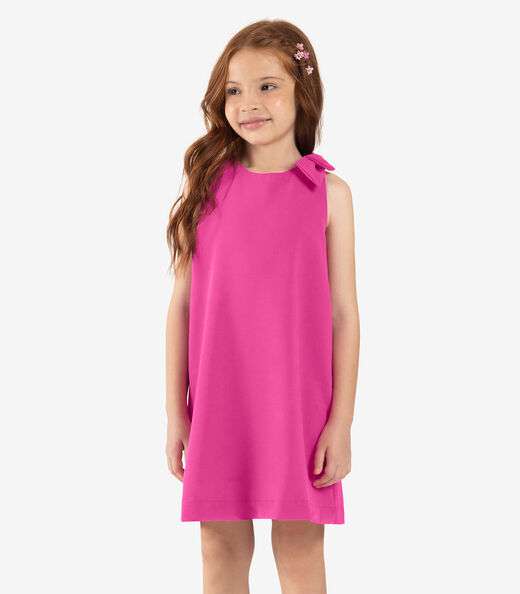 Vestido infantil em Crepe Light Rovi Kids Rosa