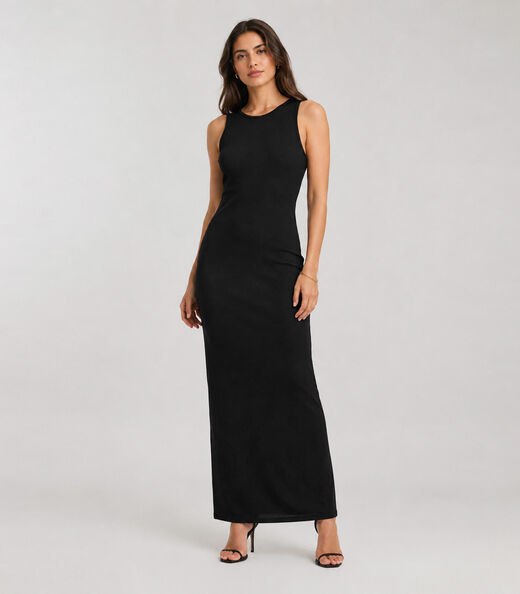 Image_Vestido Midi Feminino Em Ribana Infinita Cor Preto