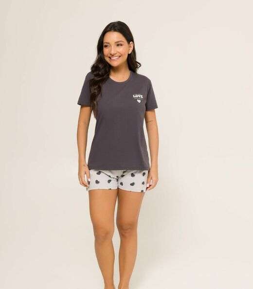 Image_Pijama Feminino Manga Curta Meia Malha Evanilda Cinza