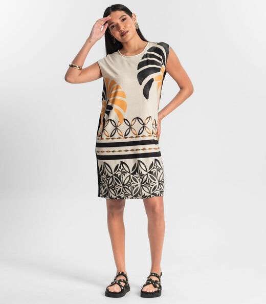 Vestido Feminino Curto Estampado Preto