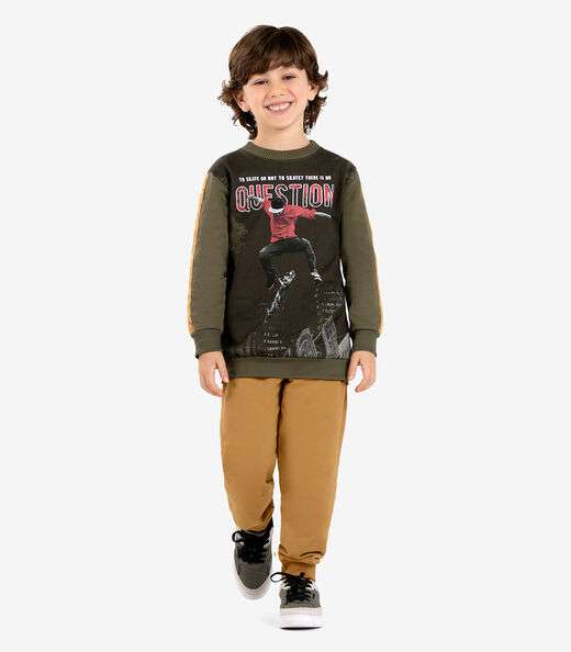 Conjunto Infantil Blusão Com Calça Rovi Kids Verde