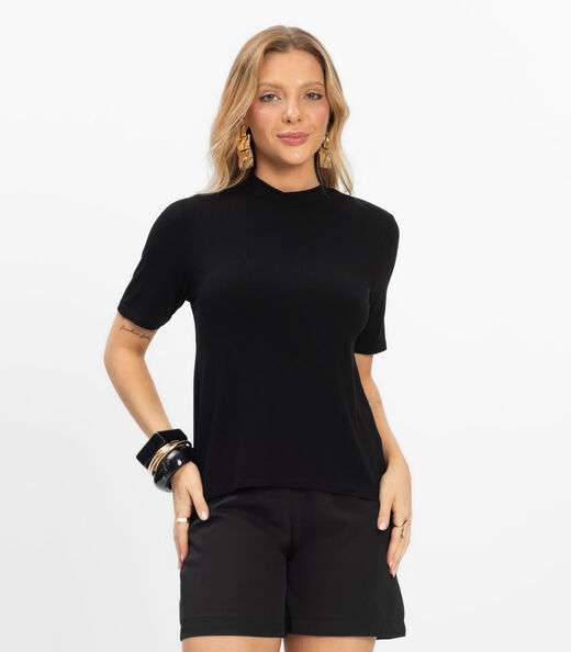Image_Blusa Feminina Básica em Malha Visco Rovitex Preto