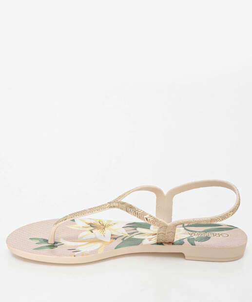 Sandália Feminina Rasteira Trabalhada Grendha Off White