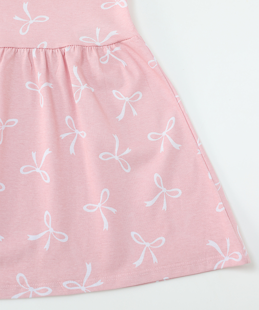 Vestido Infantil Estampa Laços Marisa Tam 1 a 3 Rosa