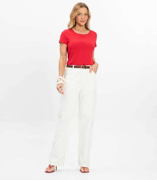 Blusa Básica Alongada Feminina Rovitex Vermelho
