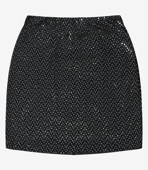 Saia Lantejoula Feminina Minty Preto