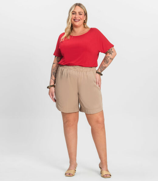 Blusa Manga Curta Feminina Plus Size Secret Glam Vermelho