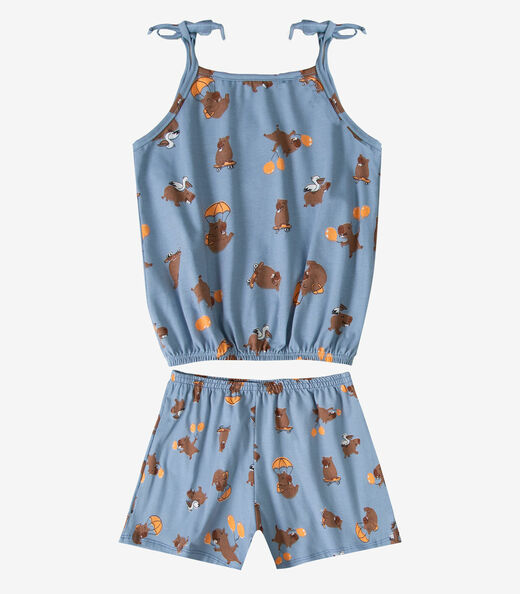 Conjunto Infantil Blusa de Alça e Short Select Azul
