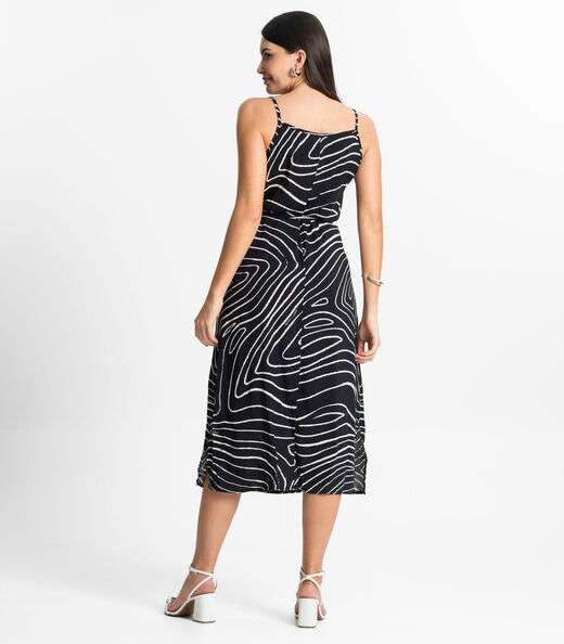 Vestido Midi Feminino Estampado Select Preto