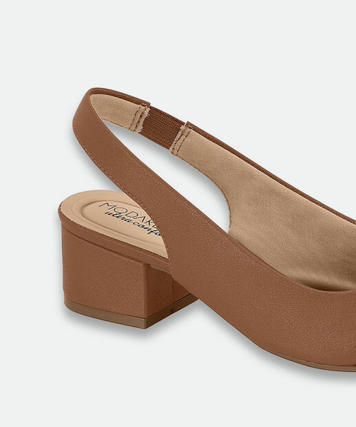 Scarpin Feminino Slingback Salto Grosso Modare Marrom
