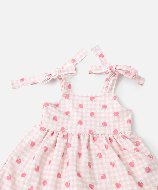Vestido Infantil Estampa Pessêgo Marisa Tam 1 a 3 Off White