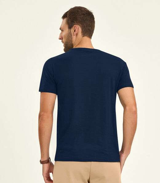 Camiseta Masculina Meia Malha Diametro Azul