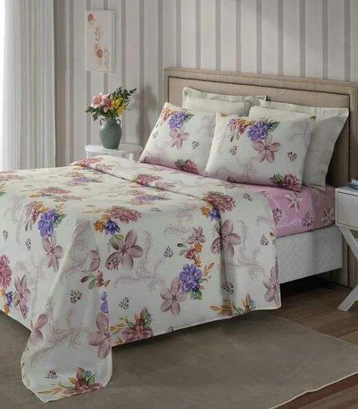 Jogo de Cama 150 Fios Casal 4 Peças Lar E Lazer Bege